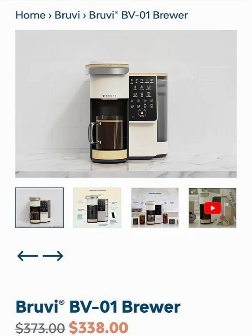Bruvi BV-01 Brewer Coffee Brewer White & Black NWT